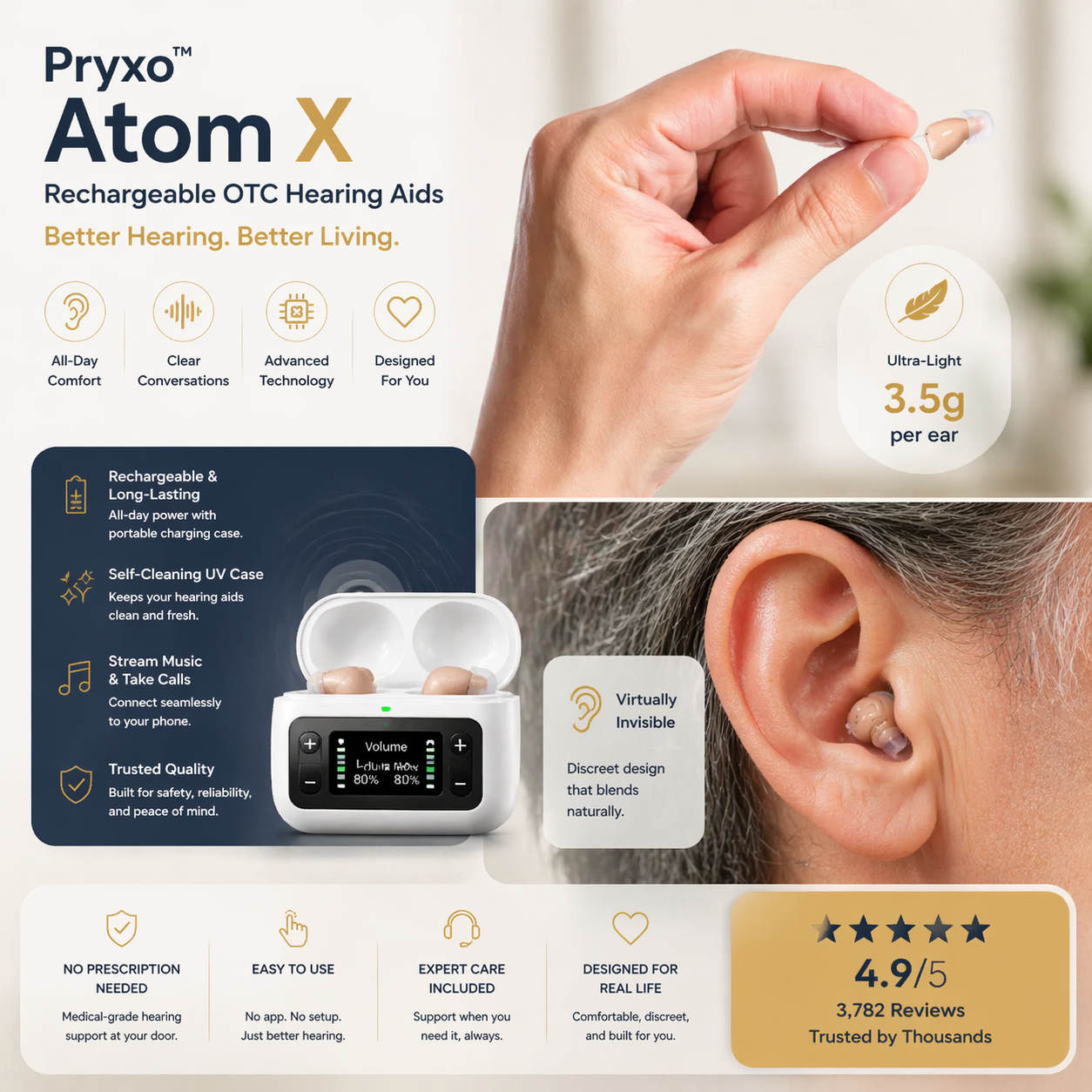 🔥Today Only!🔥Pryxo™ Atom X Smart Hearing Aids — Hear Clearly, Feel Confident Again 💖